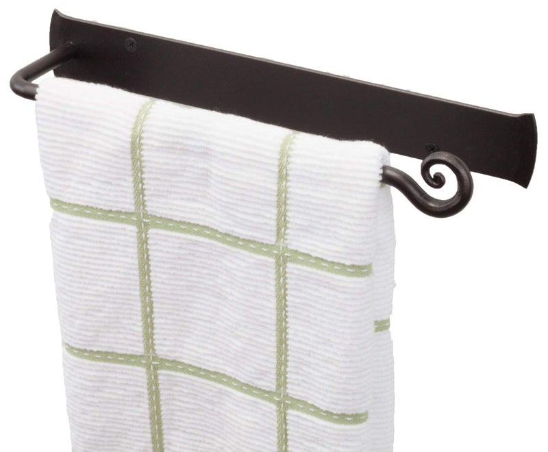 RTZEN Matte Black Hand Towel Holder for Bathroom - Handcrafted Farmhouse Wrought Iron Metal Kitchen Bar - Small Hand Towel Bar Hanger for Home or Office - Wall Mounted Rack Fits 10" Towels - Image 2
